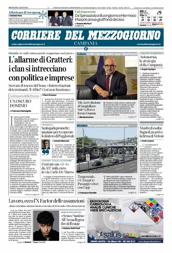 Prima-pagina-corriere del mezzogiorno-del-2024-07-03